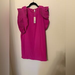 New glam size large Pink Ruffled Sleeveless Dress